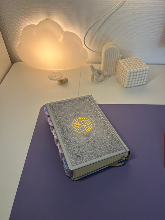 précommande - Coran Argent QR code avec onglets plastifiés