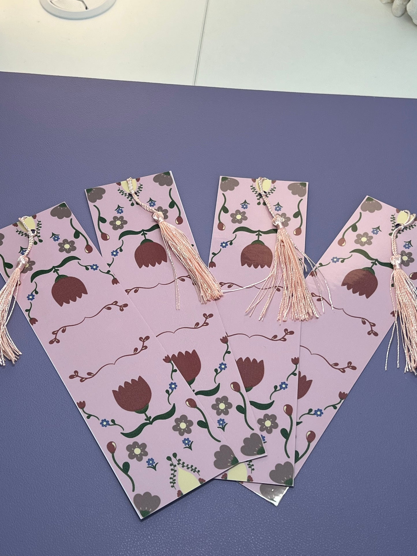 Marque page fleurie - Rose