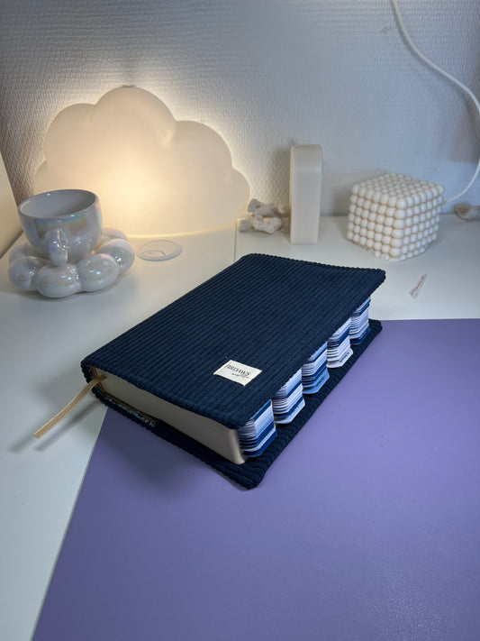 Coran QR code couverture souple avec onglets plastifiés + Protège coran bleu nuit