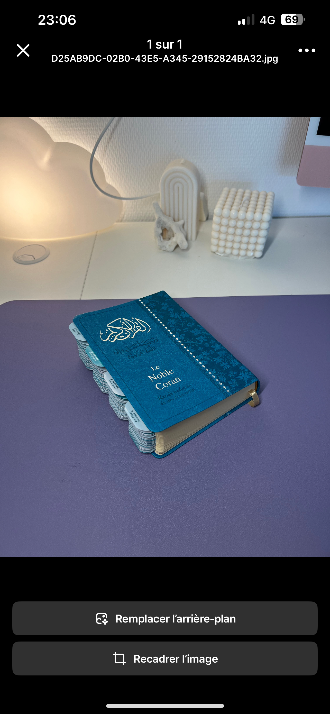 Qur’an QR code Arabe/français - Azur (format de poche 12x17) couverture souple
