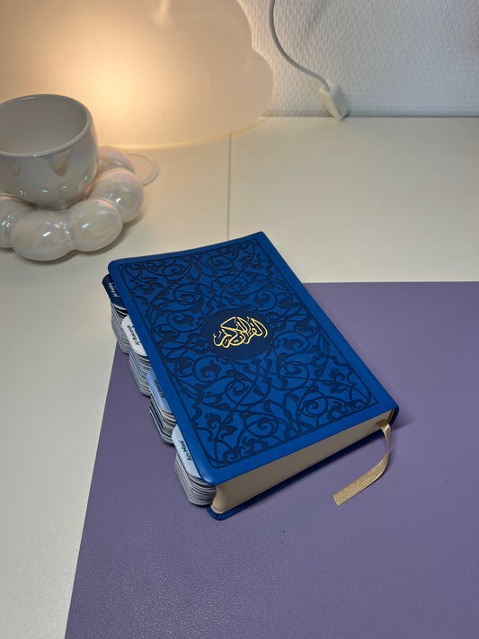 Coran QR code bleu couverture souple - Onglets plastifiés bleu nuit