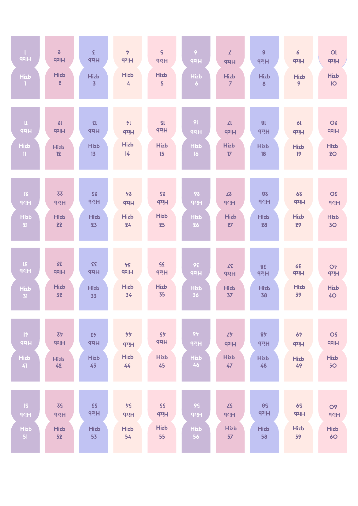 Onglets hizb rigides plastifiés - Pastel