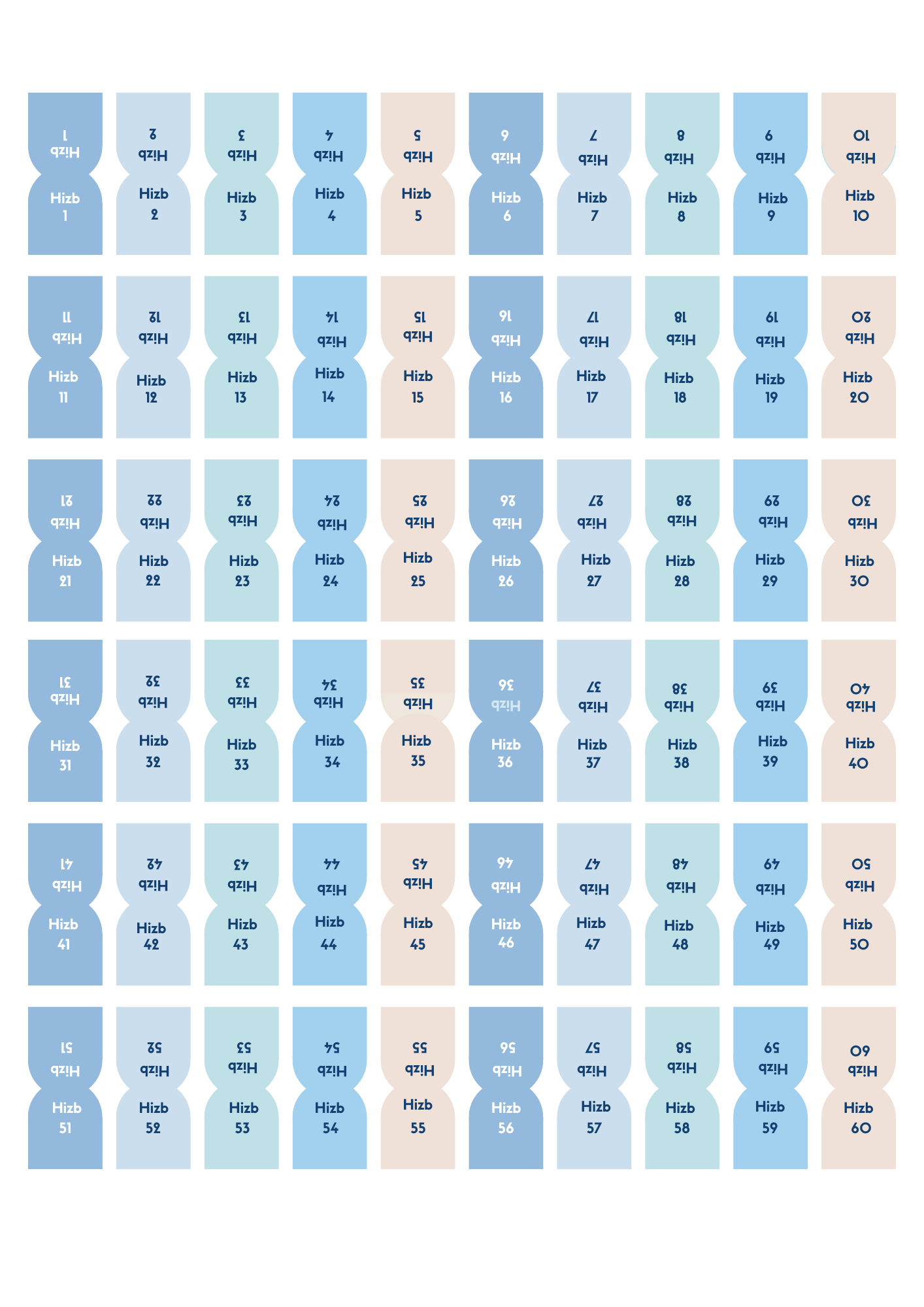 Onglets hizb rigides plastifiés - Bleu