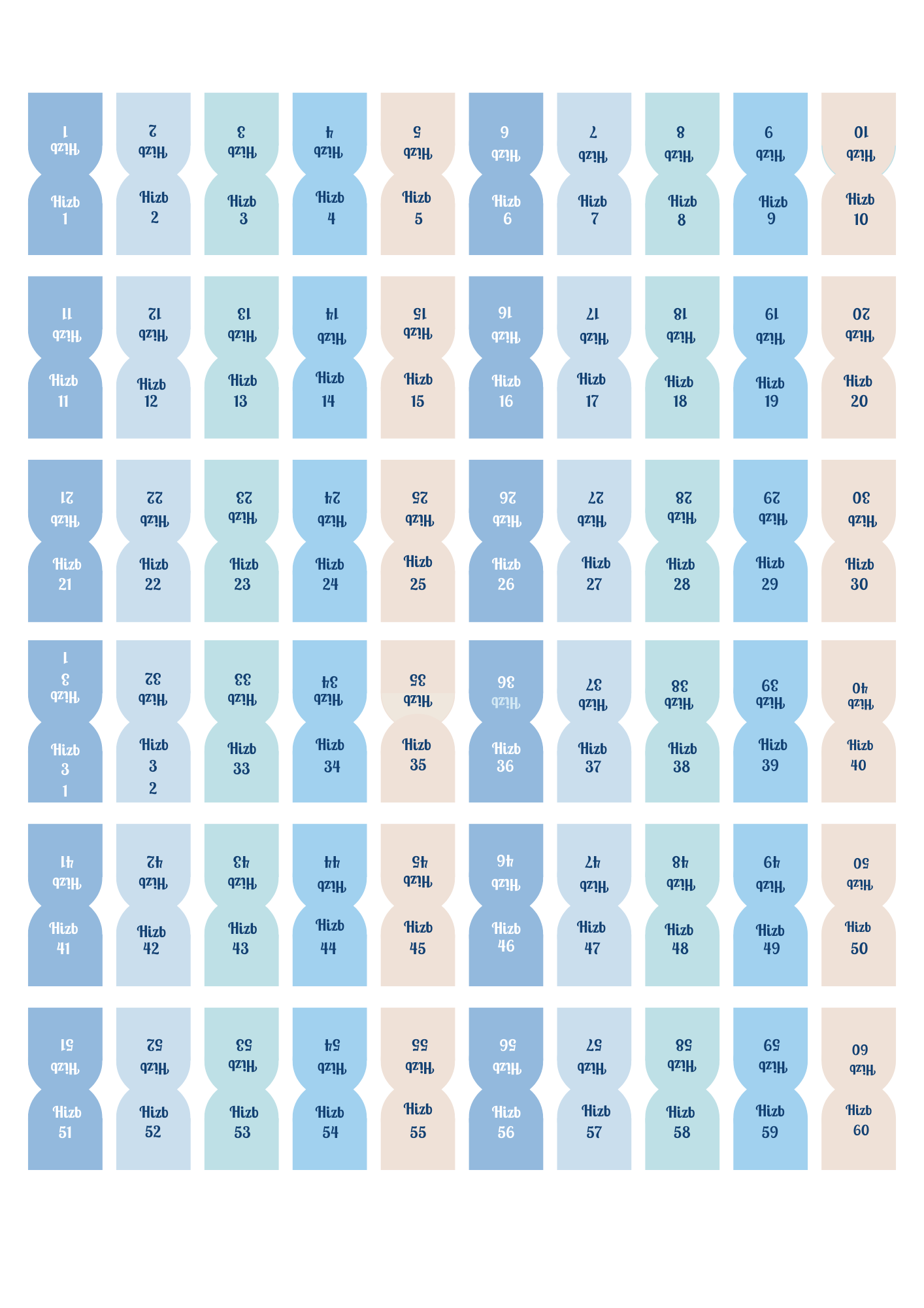 Onglets hizb rigides plastifiés - Bleu