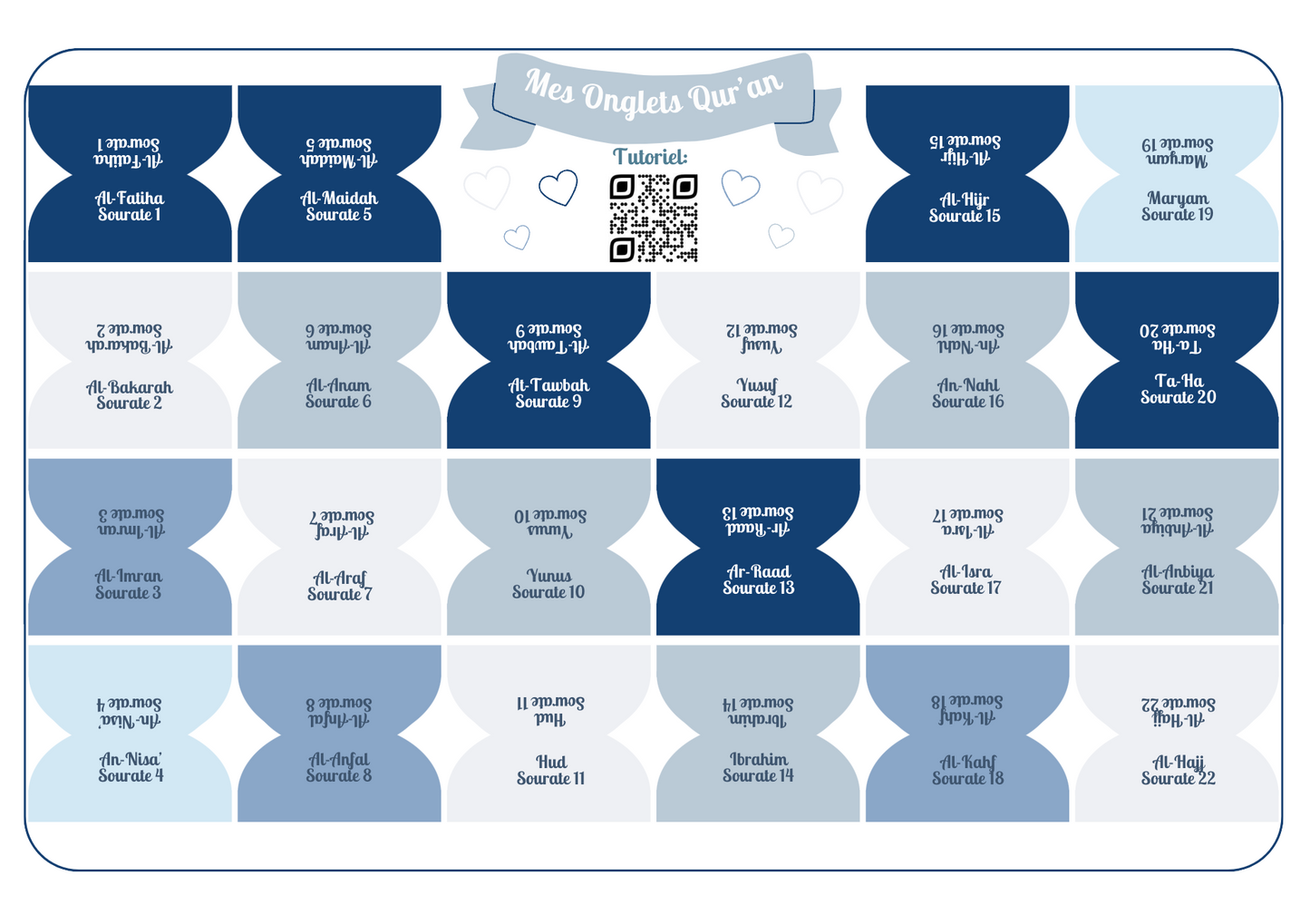 Onglets sourates rigides plastifiés - Bleu Nuit