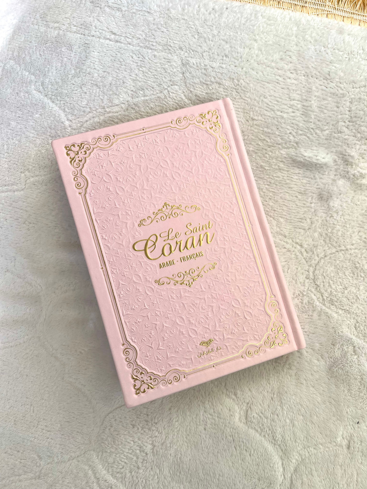 Coran Arabe français avec QR code - Rose (14x20cm)