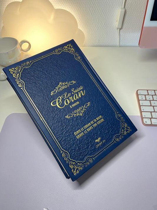 Coran à Tracer avec QR code - Bleu nuit (stylo effaçable offert 🎁)