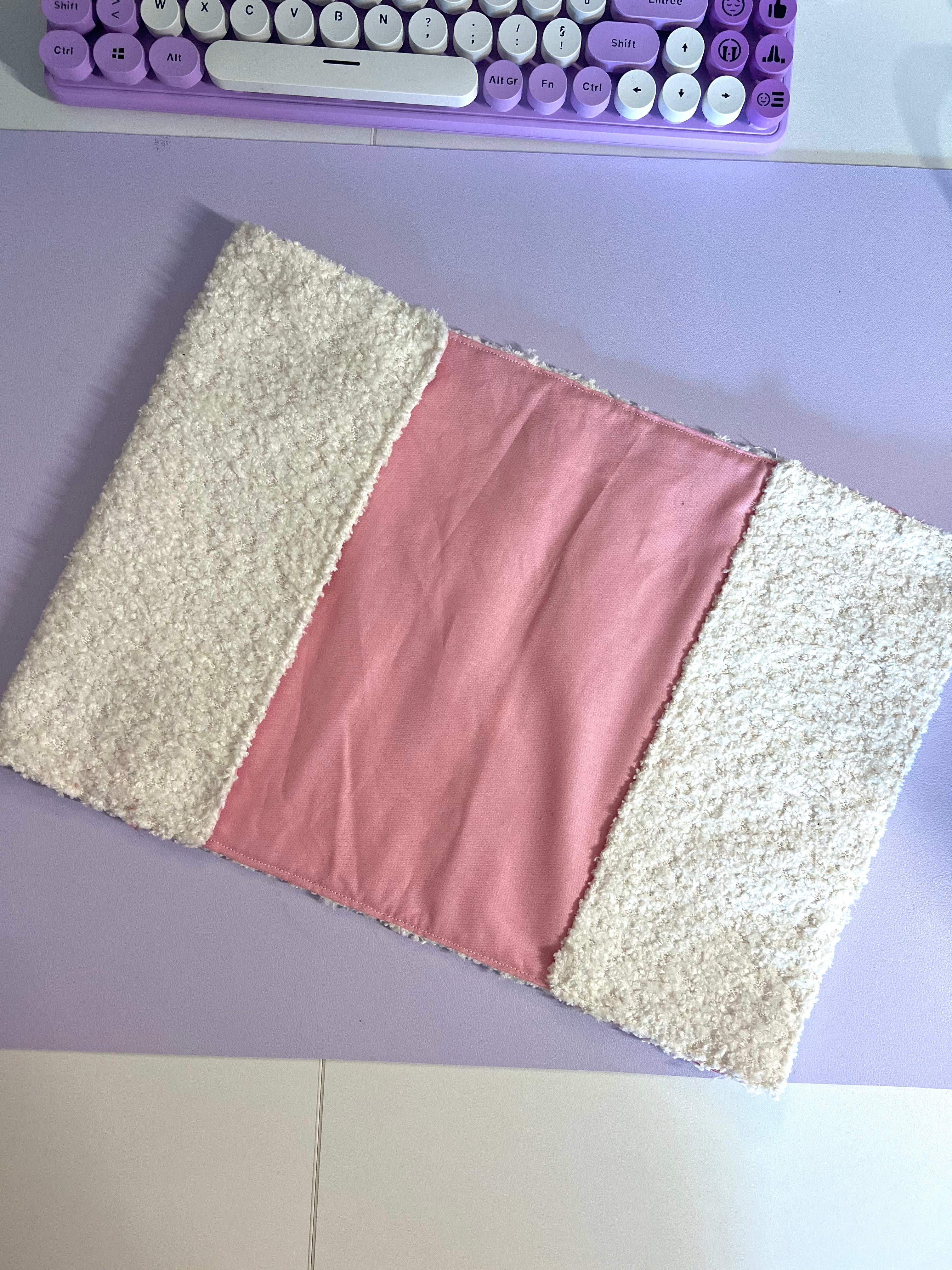 Protège coran élastique- Blanc et rose